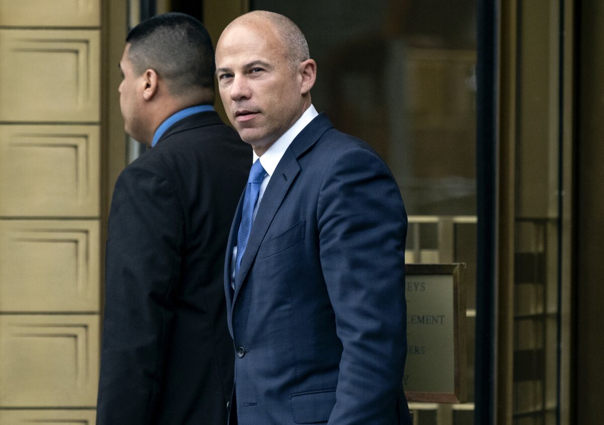 FILE - In this July 23, 2019, file photo, California attorney Michael Avenatti walks from a courthouse in New York, after facing charges. A Los Angeles amateur basketball league's founder told jurors Thursday, Feb. 6, 2020, that Avenatti betrayed him when the lawyer threatened to make his complaints against Nike public. (AP Photo/Craig Ruttle, File)