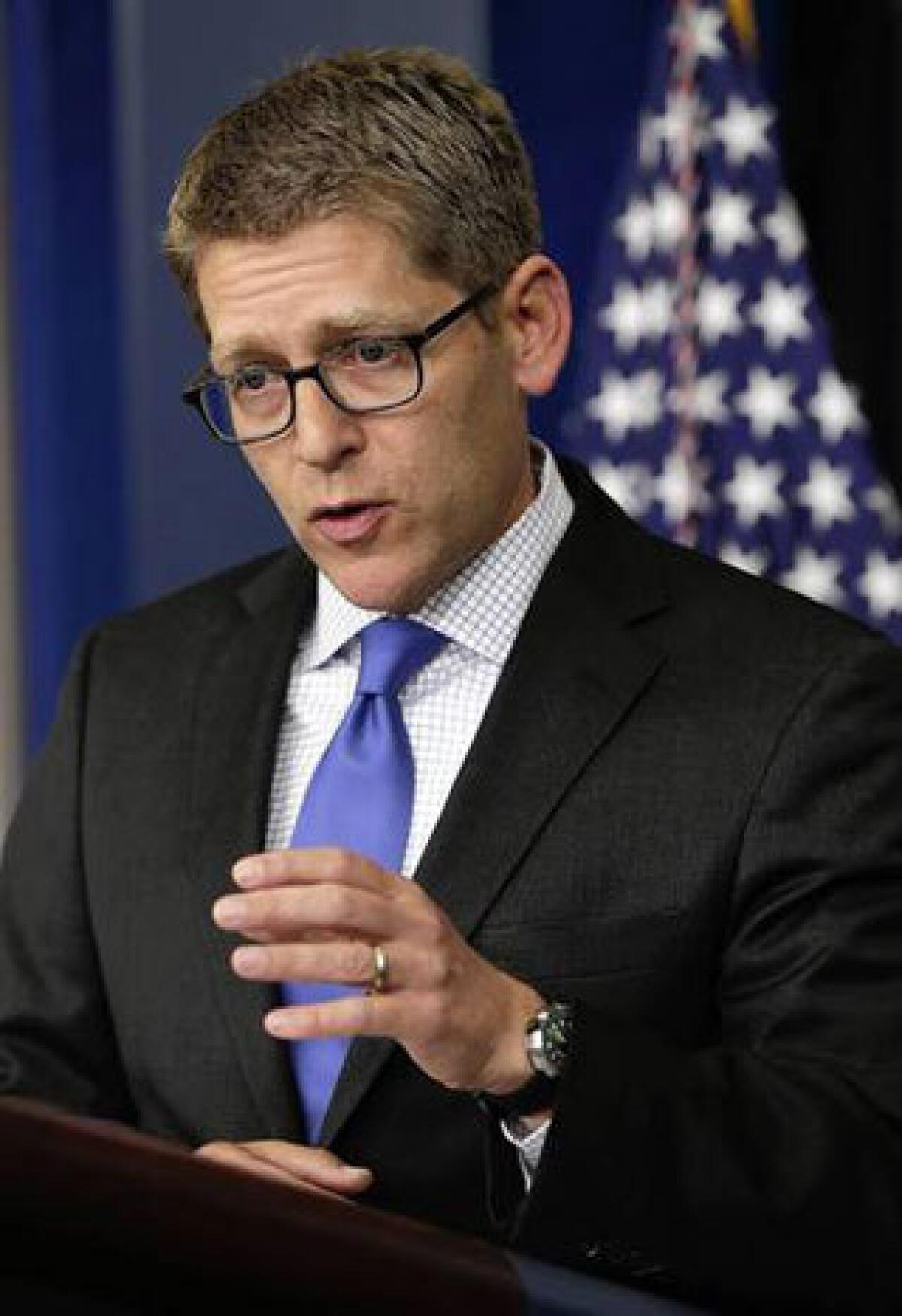White House Press Secretary Jay Carney speaks to reporters about the emails sent in the aftermath of the deadly attack in Benghazi, Libya, in September.