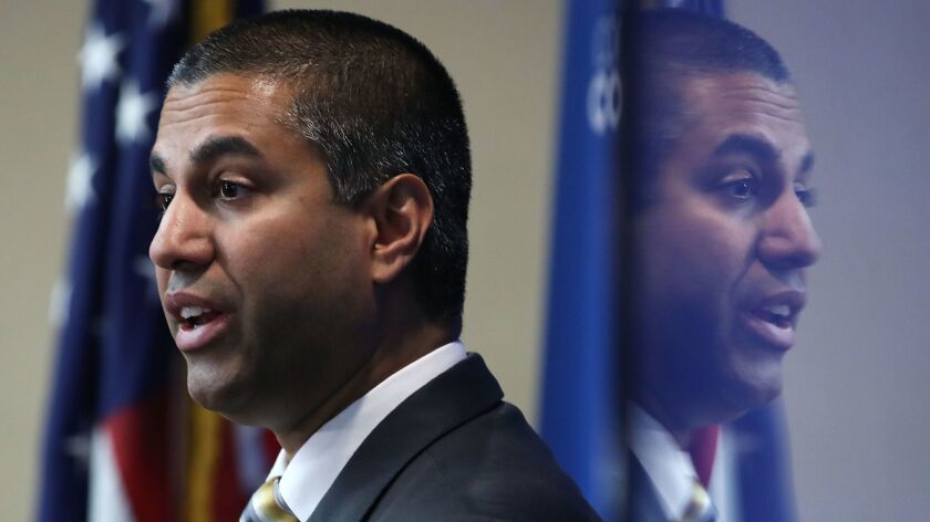 FCC Chairman Ajit Pai speaks at the National Press Club on Monday.