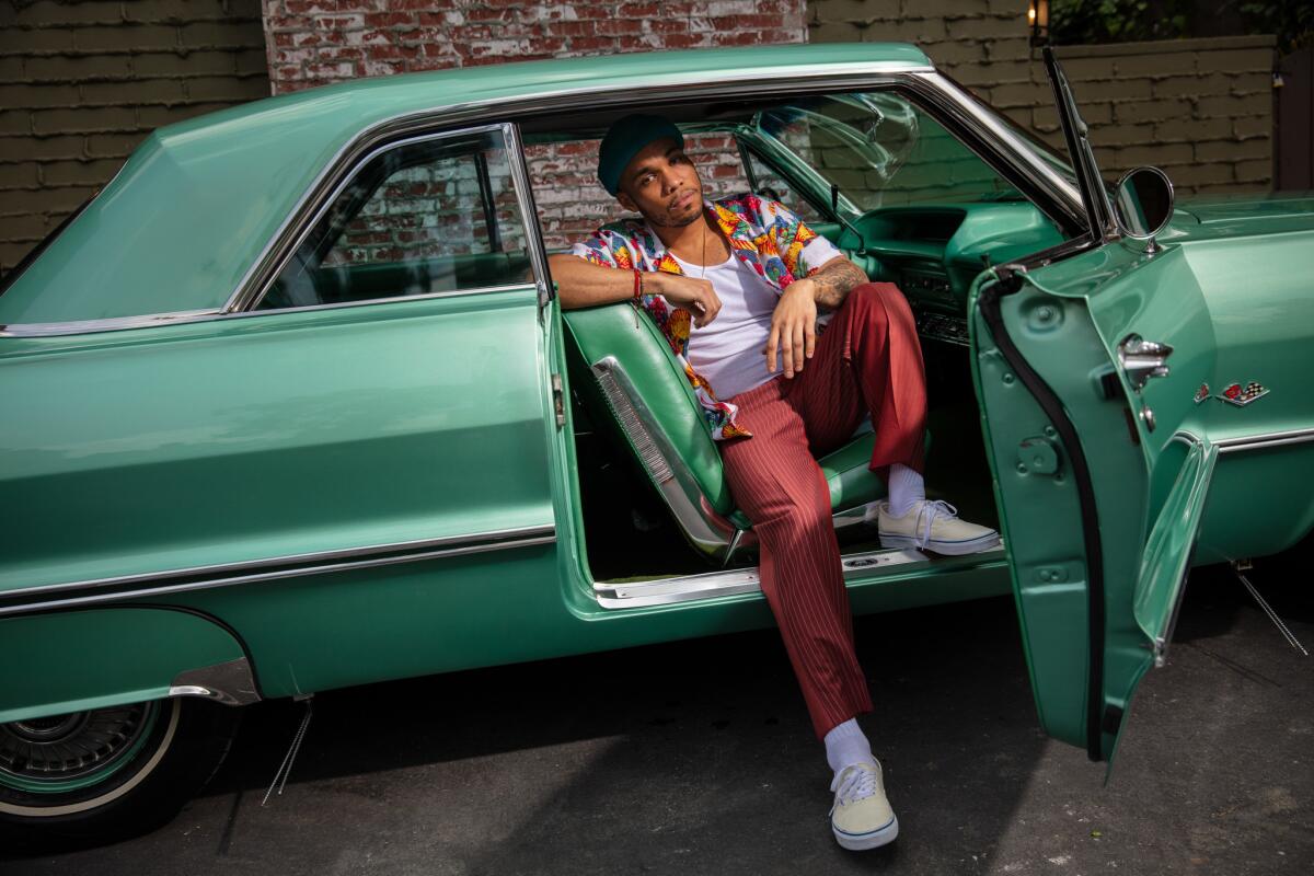 Anderson .Paak, the R&B singer-rapper-drummer-producer that broke out as protege of Dr. Dre, is photographed with his '63 Impala, outside his Los Angeles studio on April 03, 2019.