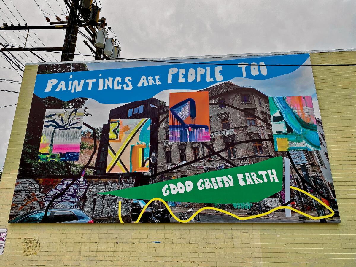‘Paintings are People Too' by Monique van Genderen was installed in January 2020 at 7661 Girard Ave. in La Jolla, as part of the ongoing 'Murals of La Jolla public-art series.