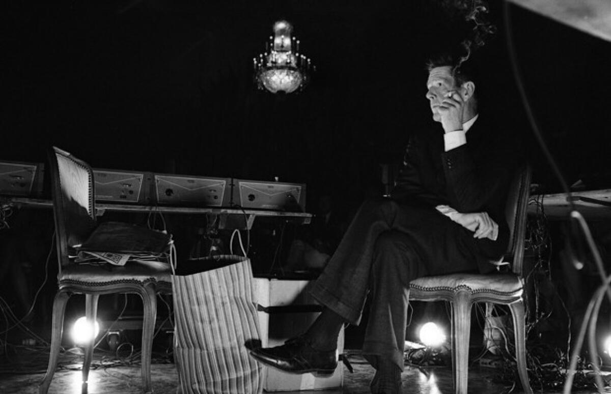 Composer John Cage during his concert held at the opening of the National Arts Foundation, Washington DC, 1966.
