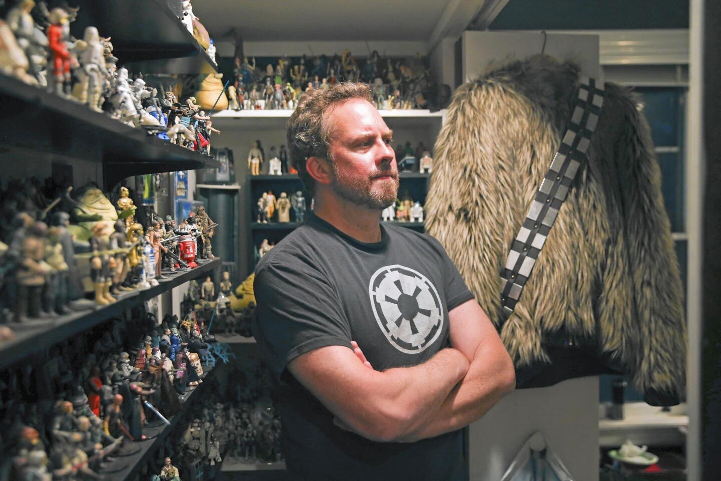 Radio producer Jimmy "Jimmy Mac" McInerney creates his Star Wars podcast called Rebel Force Radio in his LaGrange home on July 14, 2015.