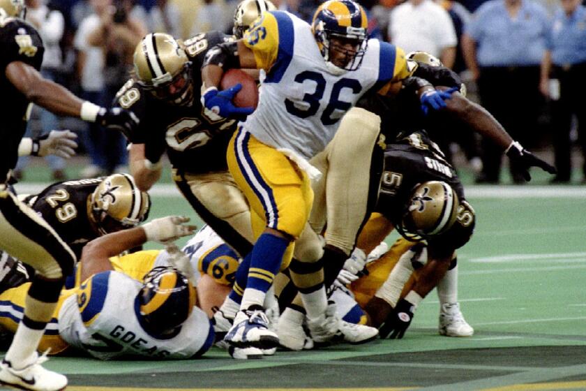 Jerome Bettis got 200 rushing yards for the first time in his career as an L.A. Rams rookie playing against New Orleans in December 1993.