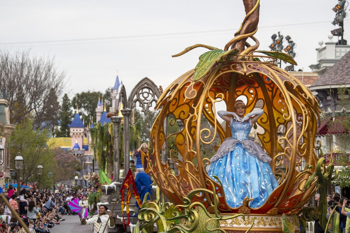 The Sleeping Beauty float in the new daytime parade titled "Magic Happens"  in Anaheim.  