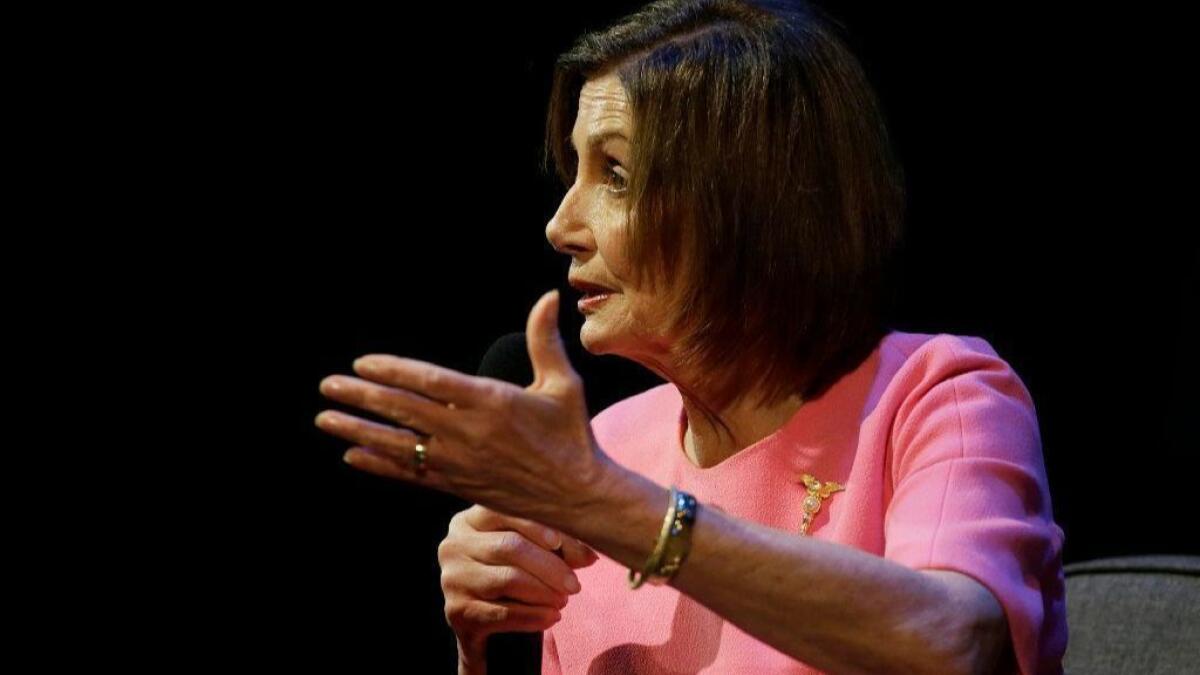 House Speaker Nancy Pelosi, speaking Wednesday in San Francisco, said Facebook "wittingly were accomplices and enablers of false information."