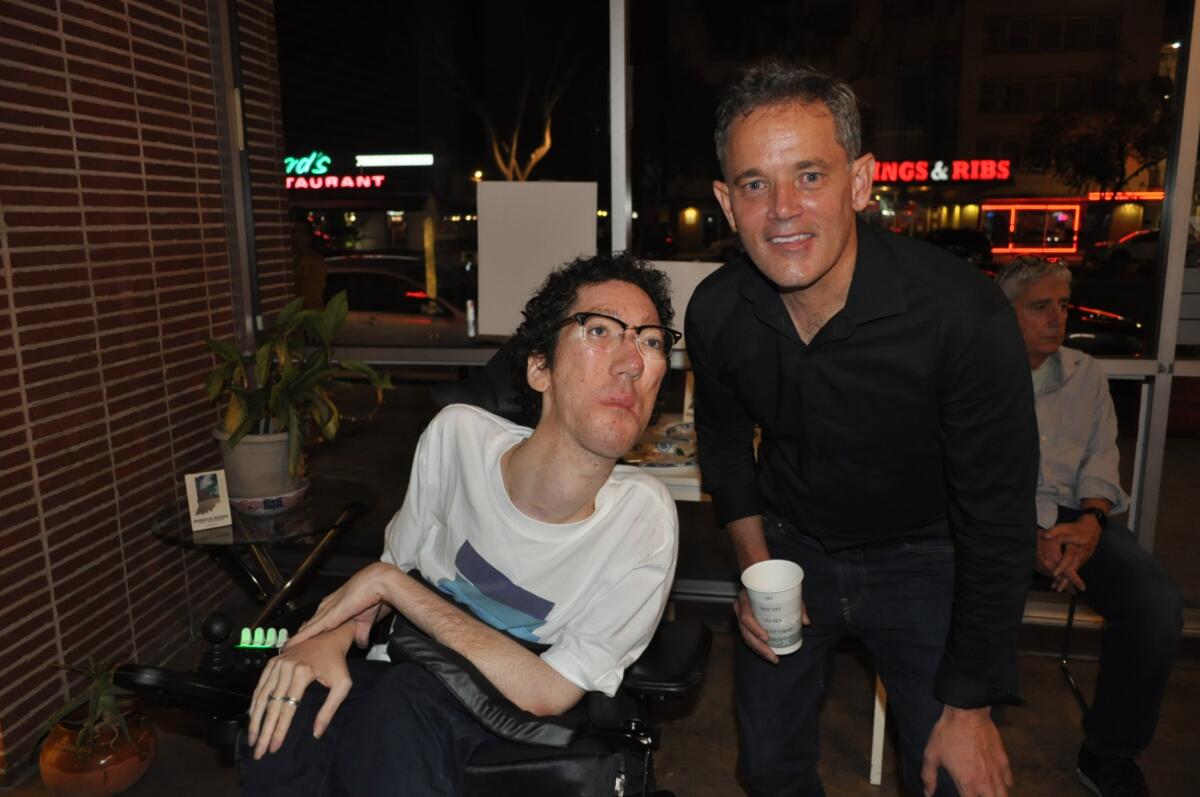 Del Mar screenplay writer Mike Carnick (left) with Carmel Valley filmmaker Jared Jacobsen.
