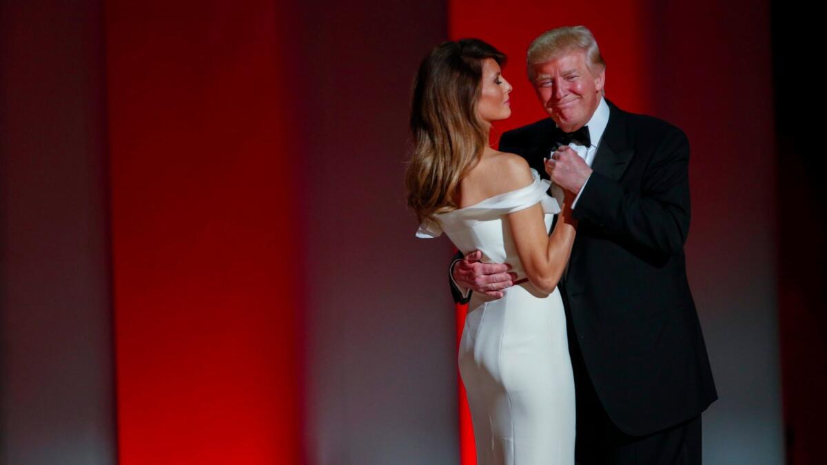 President Donald J. Trump and First Lady Melania Trump at an inaugural ball after he was sworn in Friday.