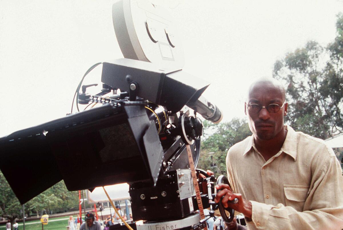 John Singleton on the set of his 1995 film "Higher Learning."