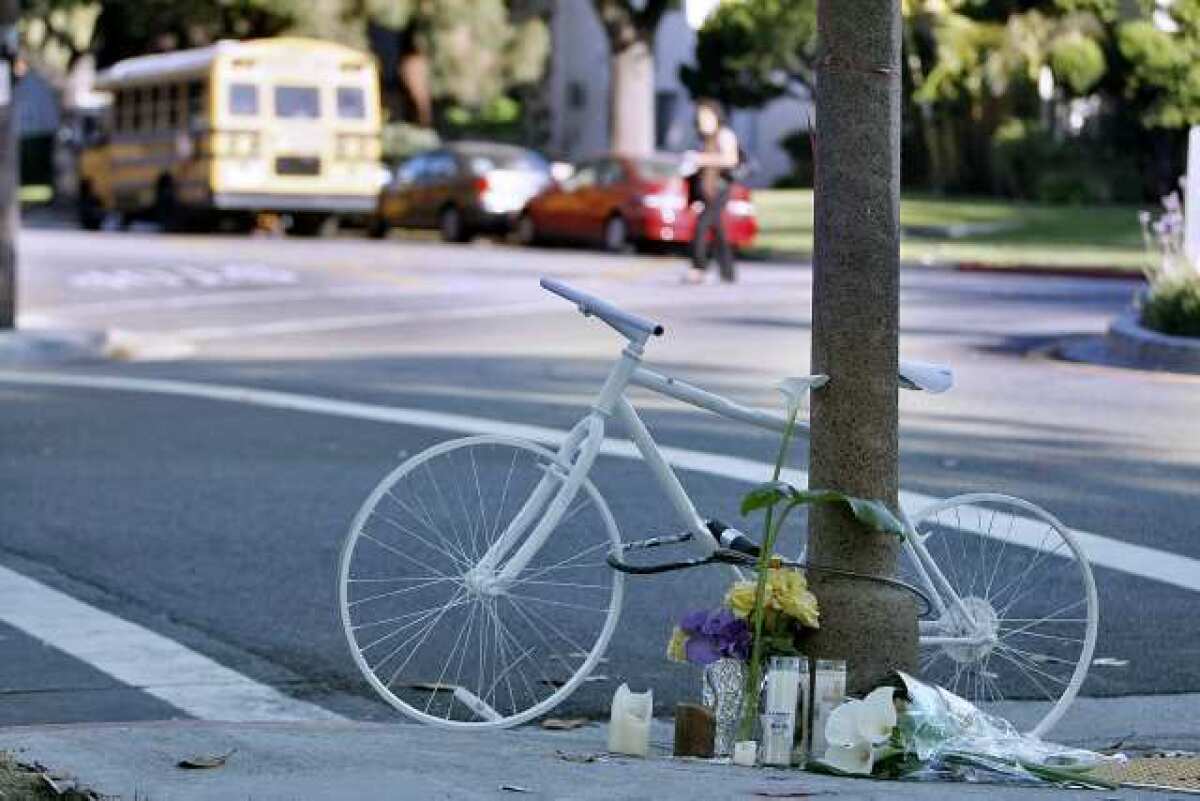 A memorial for Roosevelt Middle School student Jonathan Hernandez, who was struck and killed a day earlier by a bus.