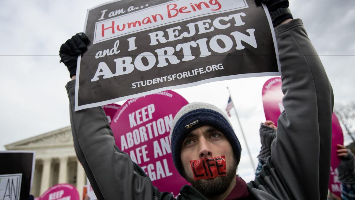 Opponents of abortion rally outside the U.S. Supreme Court during the annual March for Life in Washington on Jan. 27, 2017.