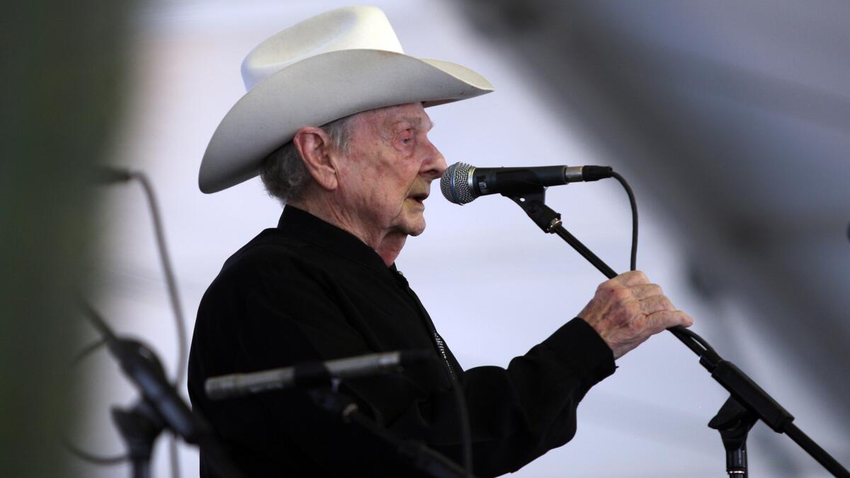 Ralph Stanley performs at the Stagecoach Country Music Festival in 2012.