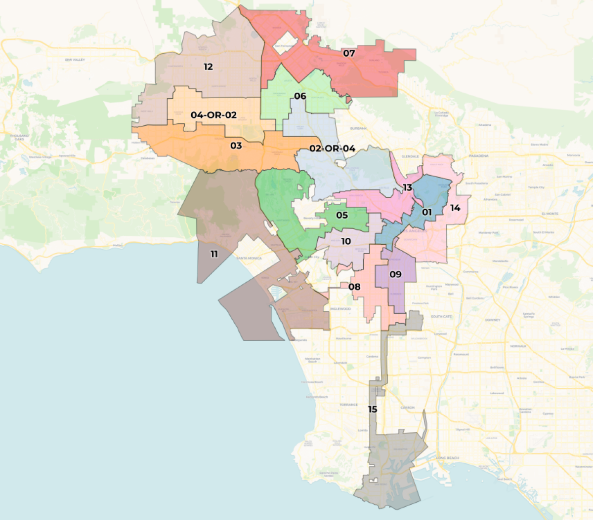 The final map approved by L.A.'s redistricting commission.