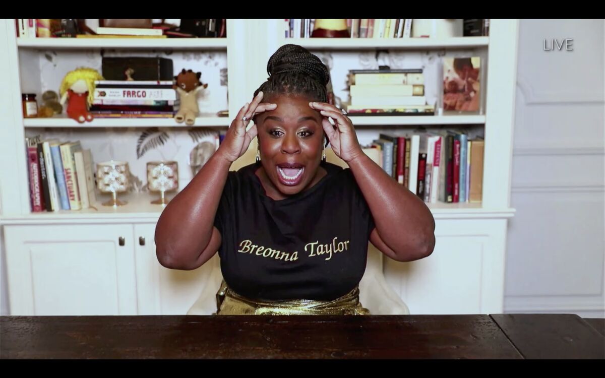 Uzo Aduba reacts to winning an Emmy for her role in "Mrs. America."