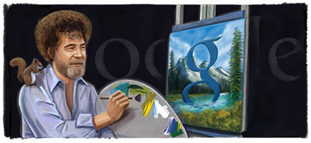 Bob Ross, as a Google Doodle on what would have been his 70th birthday.