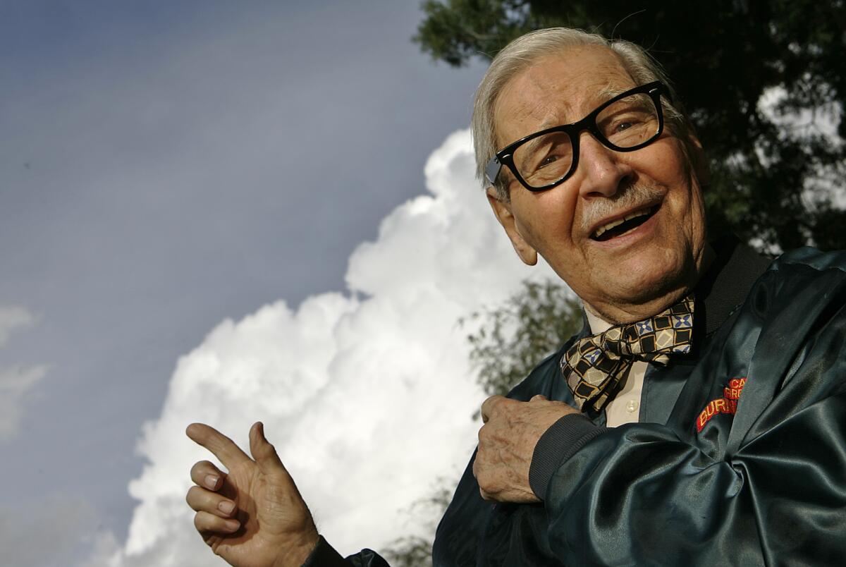 Dr. George Fischbeck outside his home in Woodland Hills in 2008.