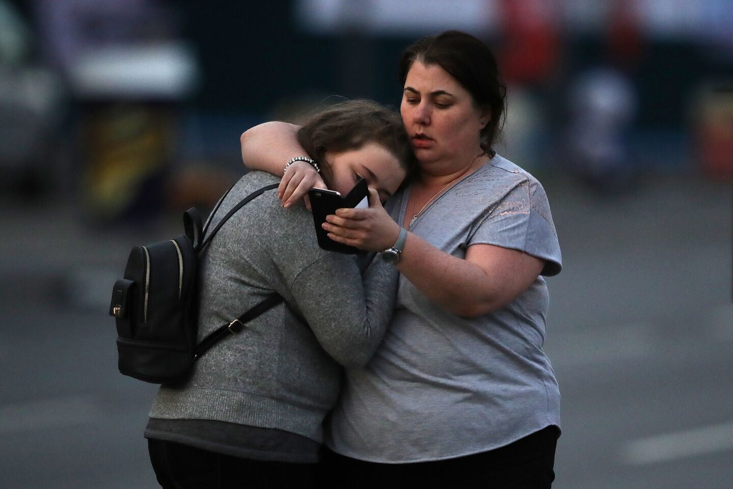 Ariana Grande concert attendees Vikki Baker and her 13-year-old daughter, Charlotte, leave the Park Inn, where they were given refuge after the explosion at Manchester Arena.