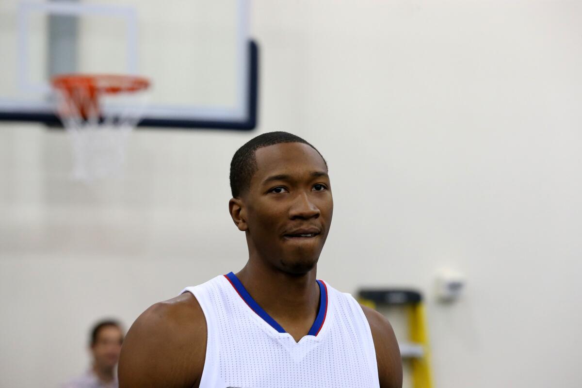 Clippers forward Wesley Johnson attends media day in Playa Vista.