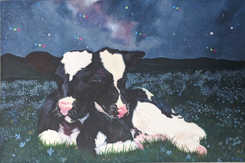 “Two Headed Calf” is a 24-inch by 36-inch acrylic on canvas painted by Max Walpole this year.