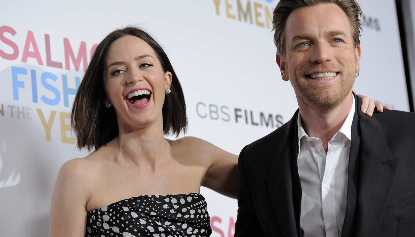 Costars Emily Blunt and Ewan McGregor reunited on the red carpet on Monday to celebrate the opening of "Salmon Fishing in the Yemen."