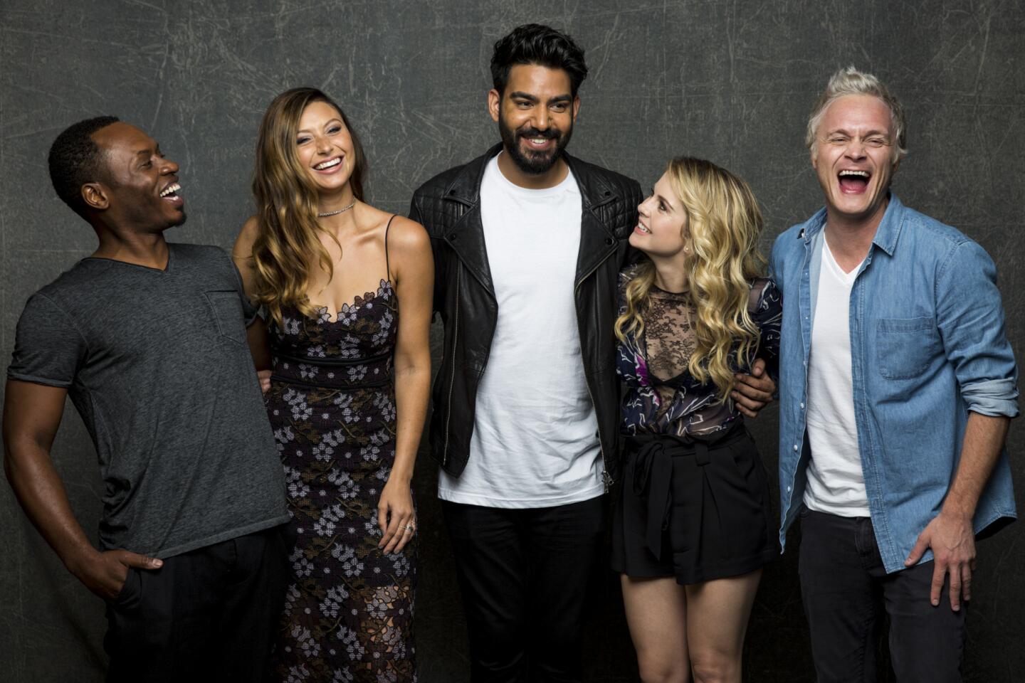 alcom Goodwin, Rose McIver, Rahul Kohli, Aly Michalka, and David Anders of 'iZombie,' photographed in the L.A. Times Hero Complex photo studio at Comic-Con 2016.