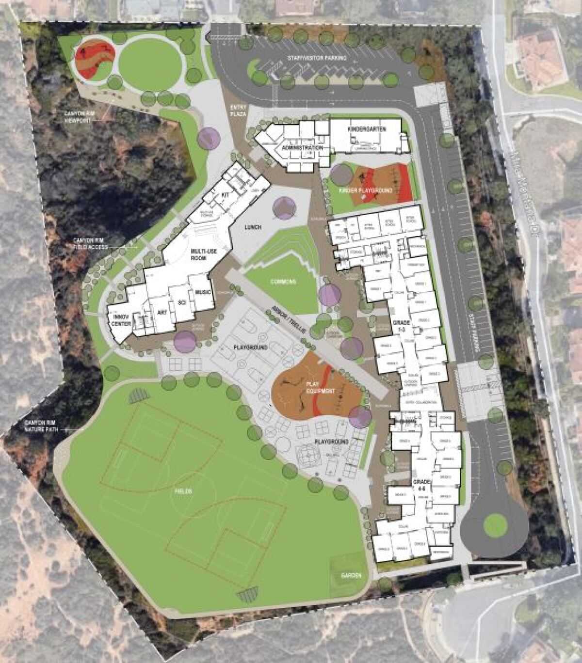 The newest design for the Del Mar Heights School campus.