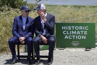 President Joe Biden talks with California Gov. Gavin Newsom as they visit the Lucy Evans Baylands Nature Interpretive Center and Preserve in Palo Alto, Calif., Monday, June 19, 2023. (AP Photo/Susan Walsh)