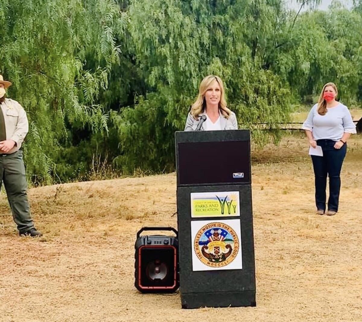 Supervisor Kristin Gaspar helped launch the "Tour Our Trails" challenge at Los Penasquitos Canyon Preserve.