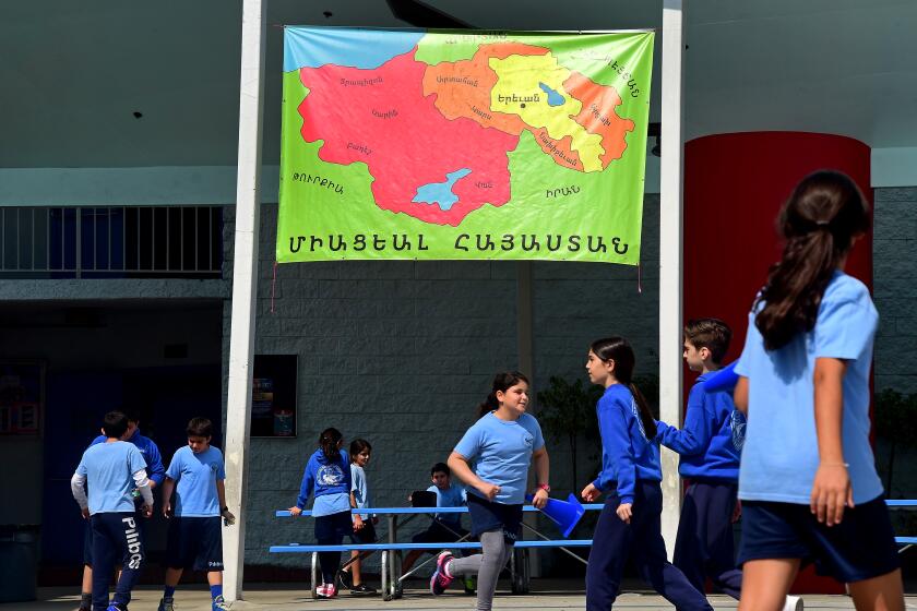Students at the Rose & Alex Pilibos Armenian School in the Little Armenia neighborhood of Los Angeles