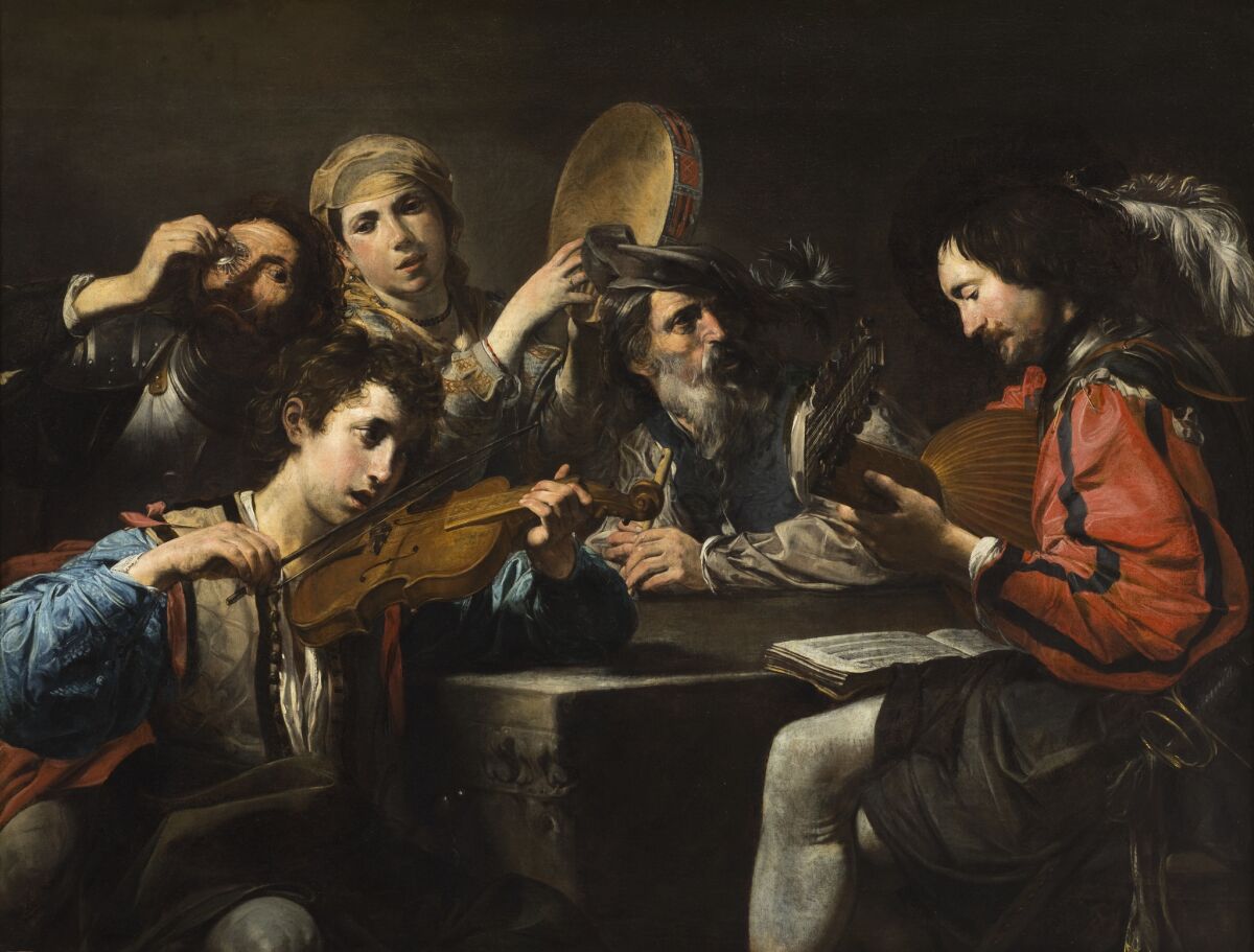 " Musical Party" by Valentin de Boulogne, acquired by J. Patrice Marandel for LACMA with funds from the Ahmanson Foundation. (Museum Associates / LACMA)
