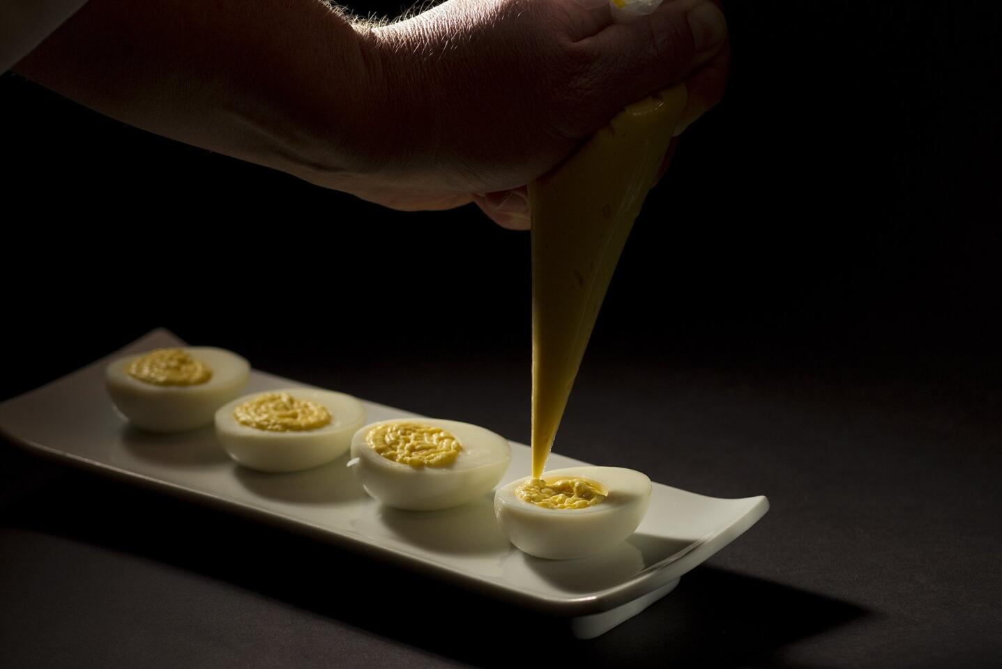 Deviled eggs with caviar
