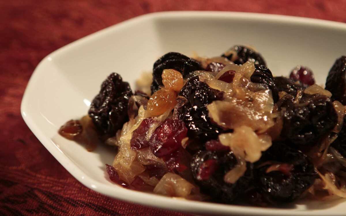 Dried fruit and almond garnish