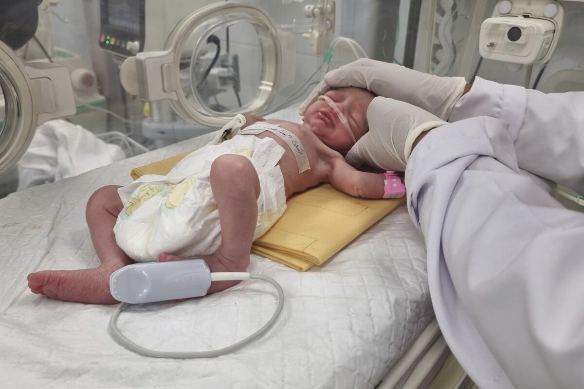 La bebé palestina Sabreen Jouda, que nació prematuramente en una cesárea 