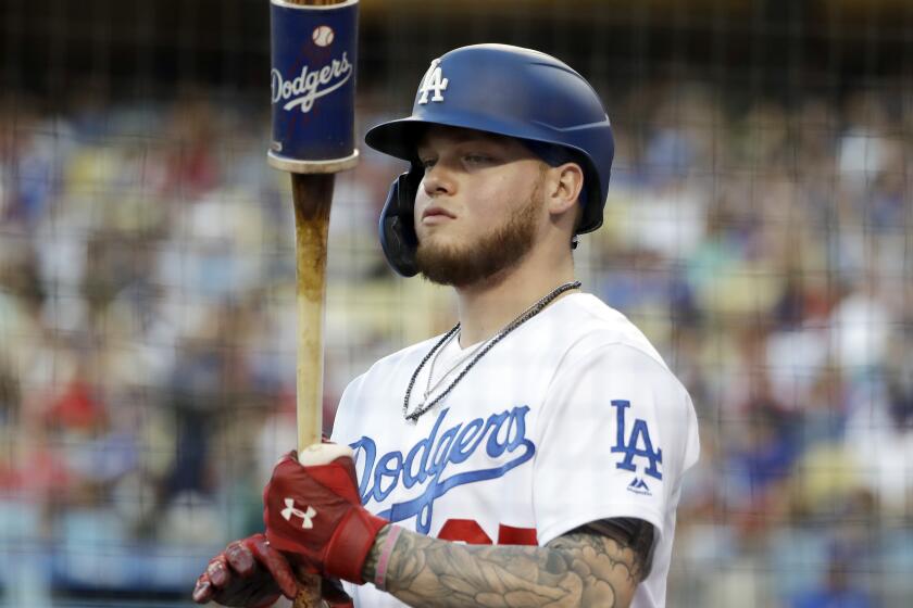 Los Angeles Dodgers' Alex Verdugo during a baseball game against the Los Angeles Angels Tuesday, July 23, 2019, in Los Angeles. (AP Photo/Marcio Jose Sanchez)