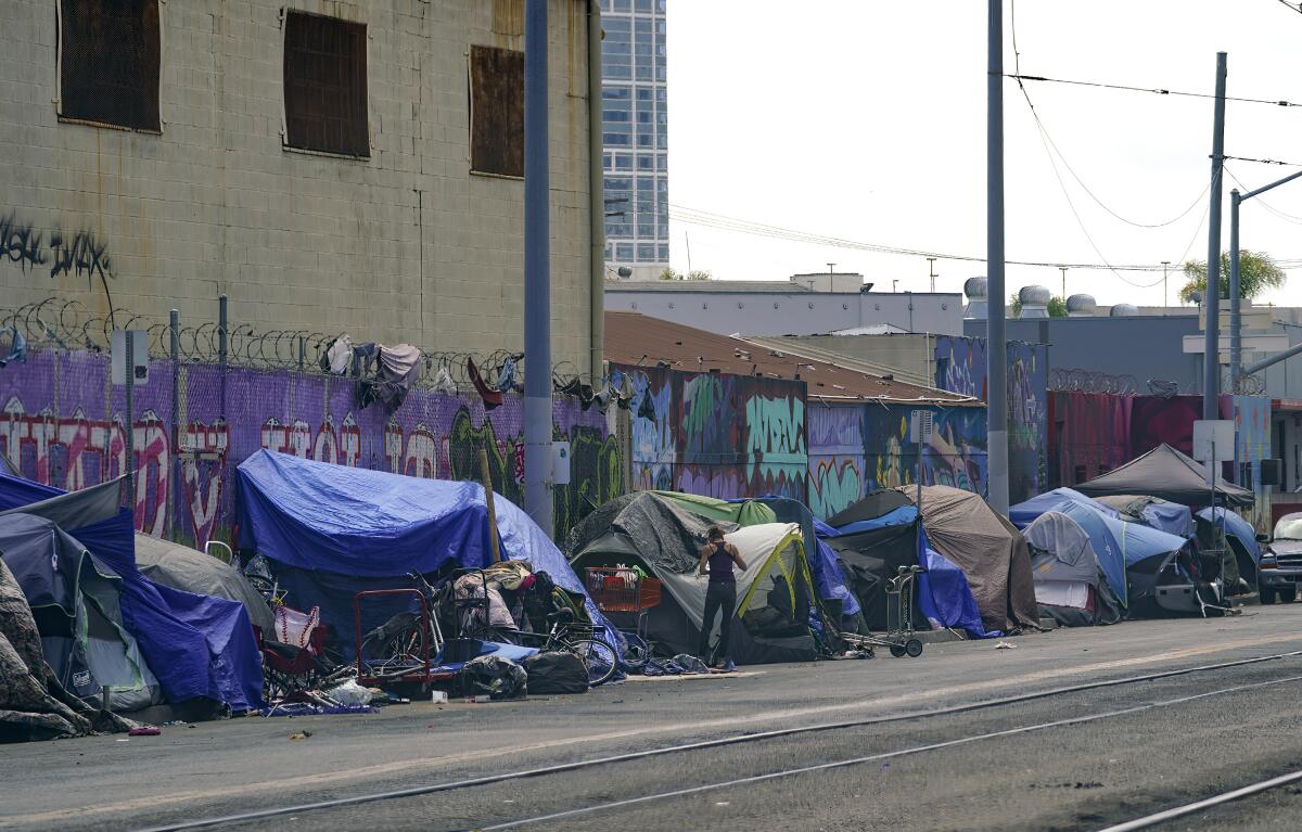 Homeless tents in San Diego May 2022.