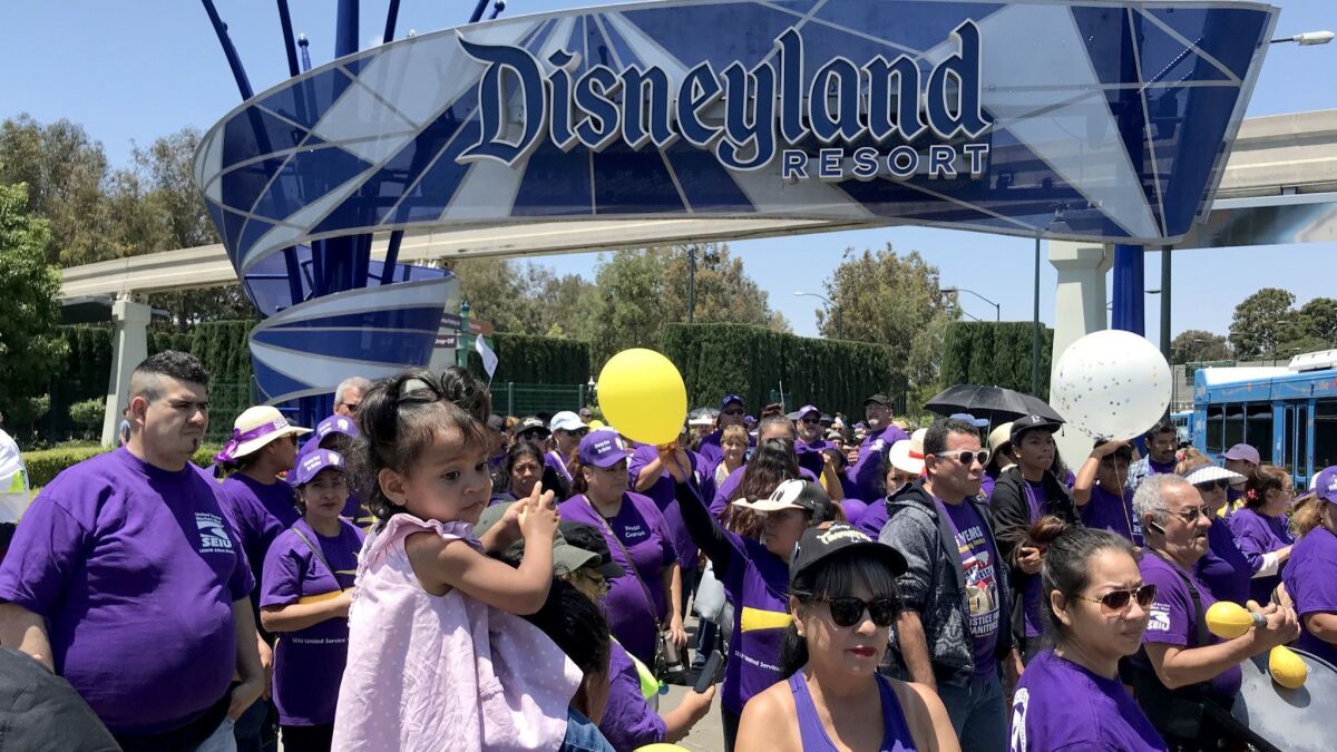 Disneyland workers from several unions protested July 3 about the lack of progress from negotiations with the Disneyland Resort. Union leaders and resort officials announced a tentative agreement for a contract on July 23.