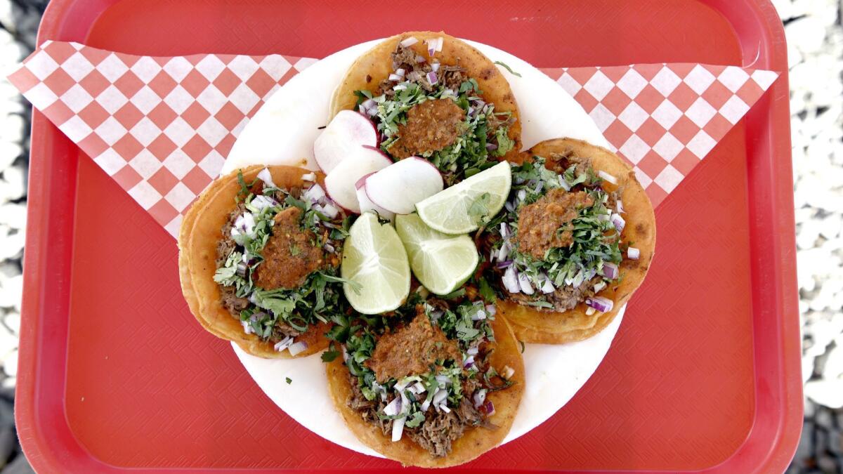 Red birria tacos from Teddy's Red Tacos