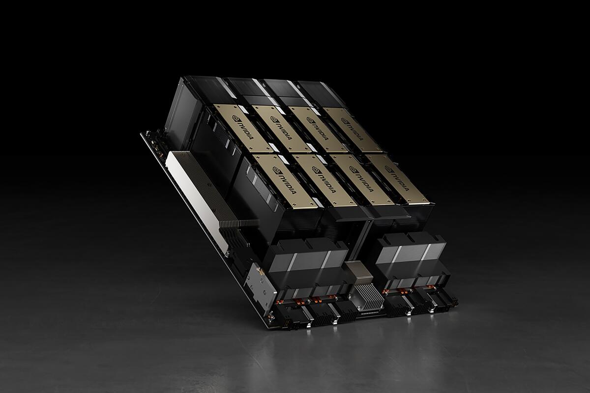 La foto distribuida por el fabricante de chips Nvidia muestra el modulo HGX H100, 