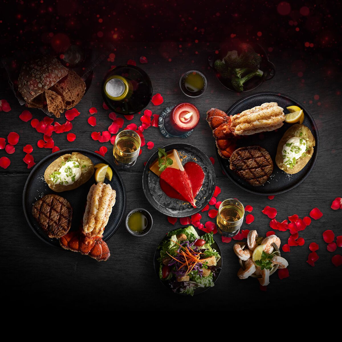 Black Angus steakhouses are offering a Valentine's Day feast for two Feb. 11-14.