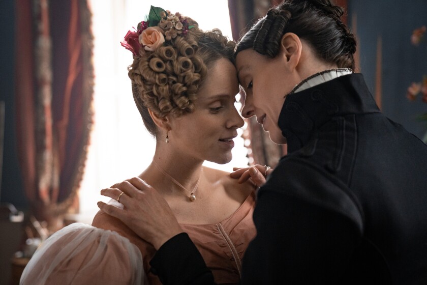Two women about to kiss