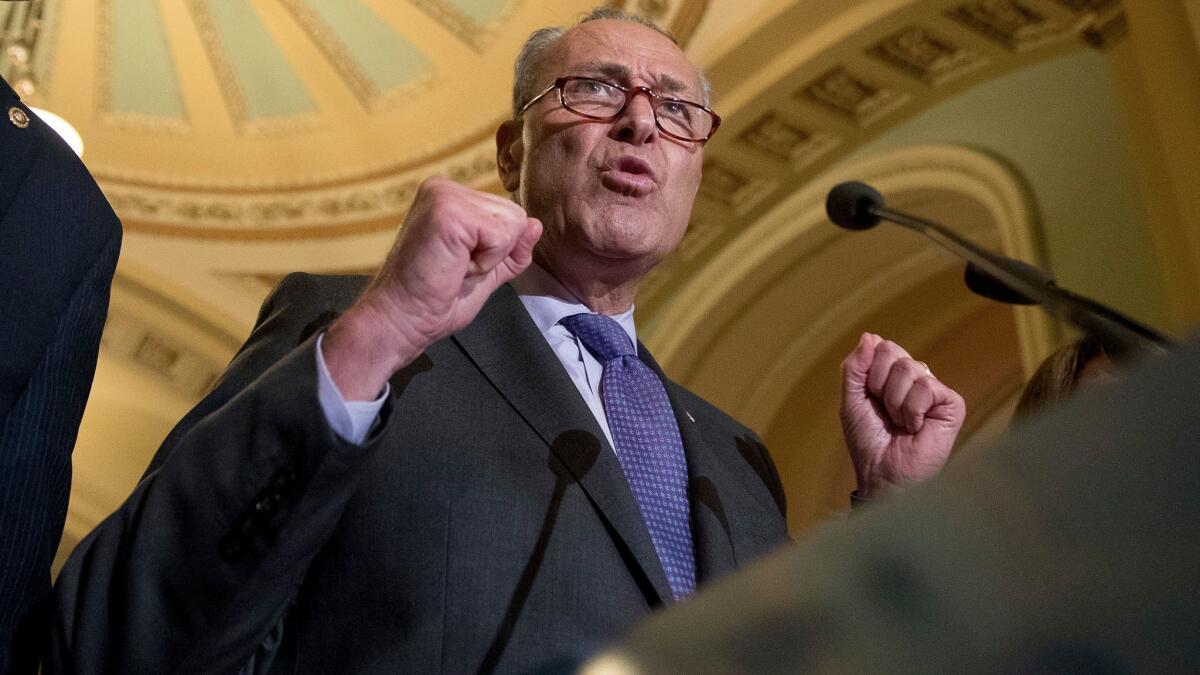 Senate Minority Leader Sen. Chuck Schumer, D-N.Y., speaks at a news conference on Capitol Hill in Washington on July 18.