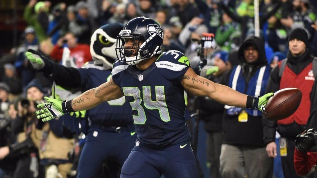 Seahawks running back Thomas Rawls rushed for 161 yards in Seattle's 26-6 victory over the Detroit Lions on Jan. 7.