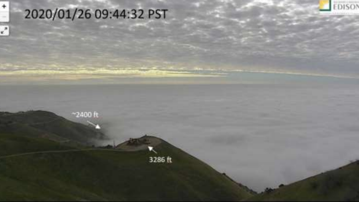 A newly released image shows the low-lying marine layer near the site of the crash.