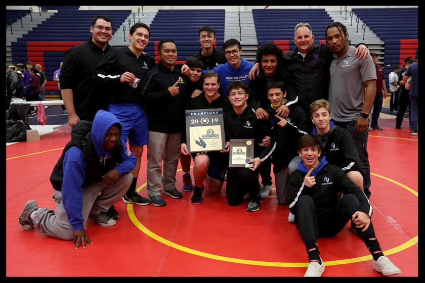 Fountain Valley High School won the CIF Southern Section Northern Division Individual Wrestling Championships, at Citrus Hill High School in Perris, on Saturday, Feb. 9, 2019.