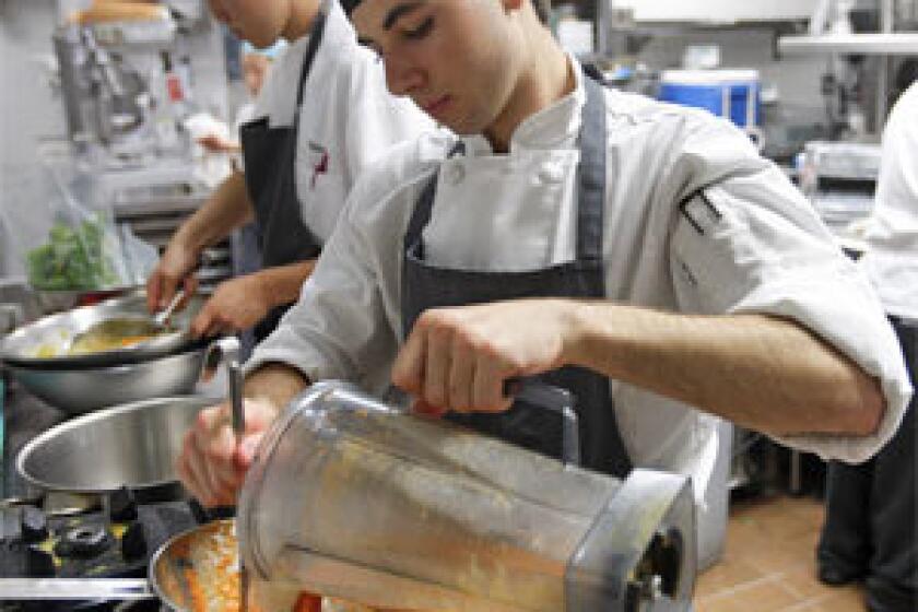 Jacob Greenberg works as a "stage" in the kitchen at the French restaurant Melisse in Santa Monica.