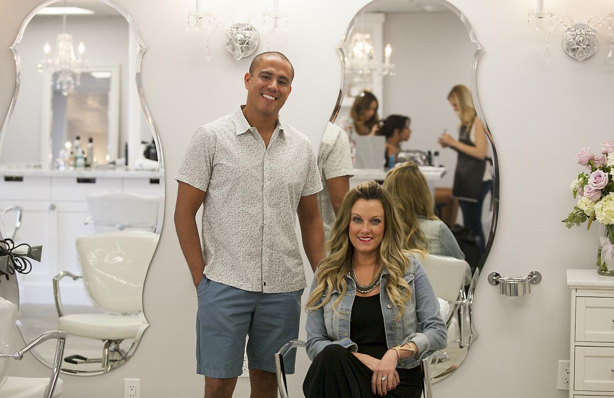Jonathan and Victoria Nino at their salon, Vanity Belle Beauty Boutique in Costa Mesa.