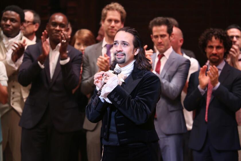 Lin-Manuel Miranda at Broadway opening night performance of 'Hamilton.'