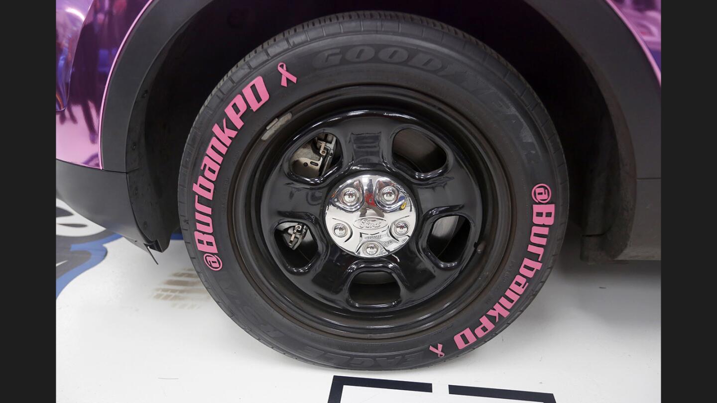 Photo Gallery: Burbank Police Dept. unveiled a chrome pink police vehicle for Breast Cancer Awareness month