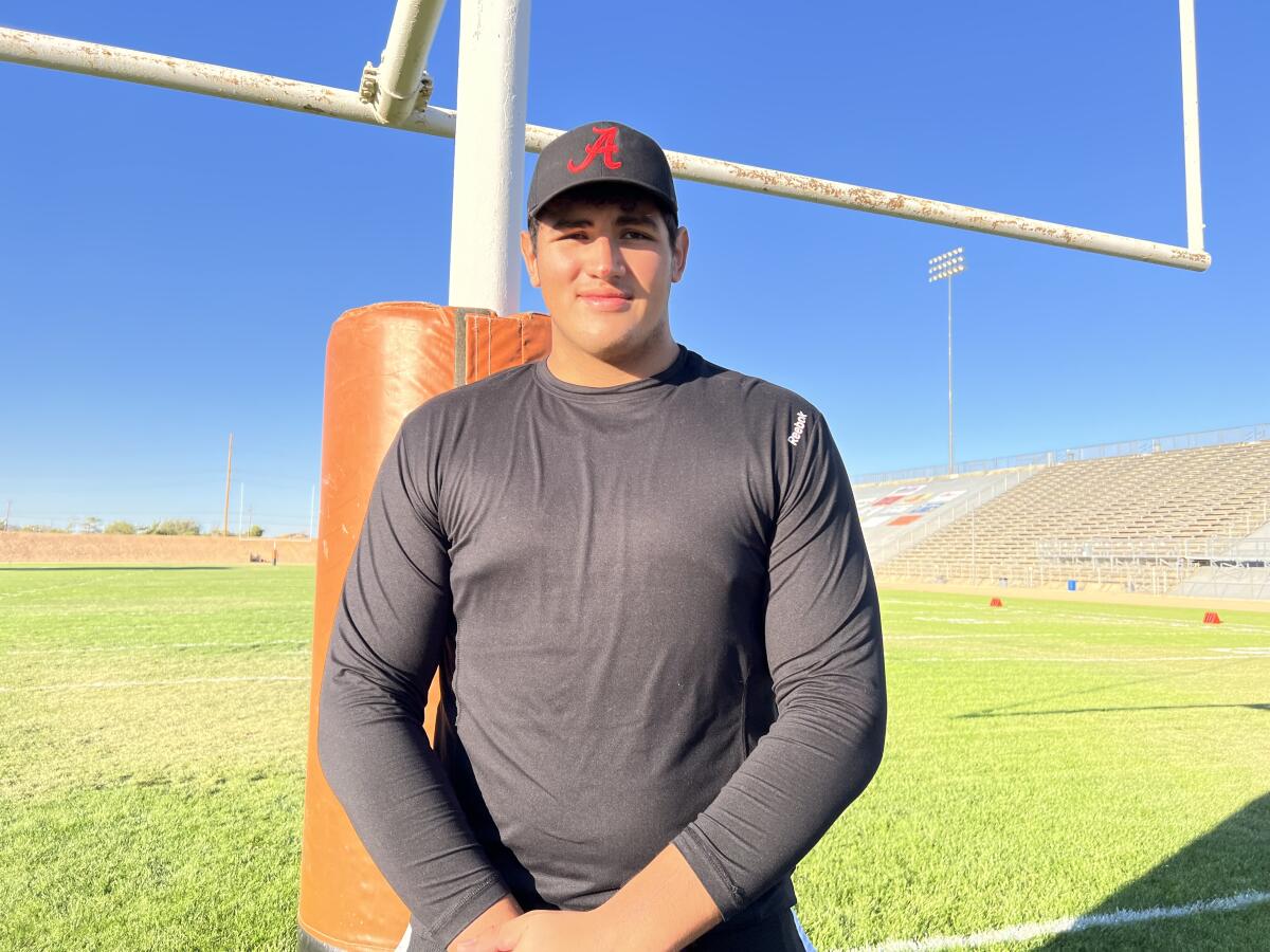 Apple Valley offensive lineman Raymond Pulido.