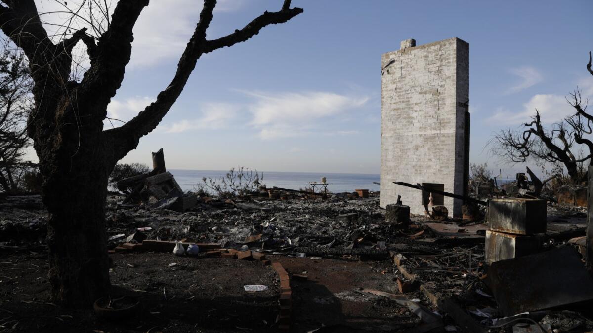 Here used to stand a literary haven. Author Brian Moore and Jean Moore lived together in a Malibu beachfront home until his death in 1999; she lived there until it burned down in the Woolsey fire.